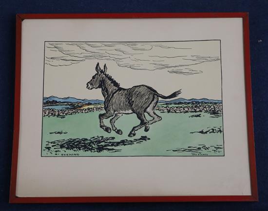After Jack Butler Yeats (1871-1957) Cuala Press; The Post Car, The Fiddler of Dooney and Evening 12 x 15in & 14.25 x 10.75in.